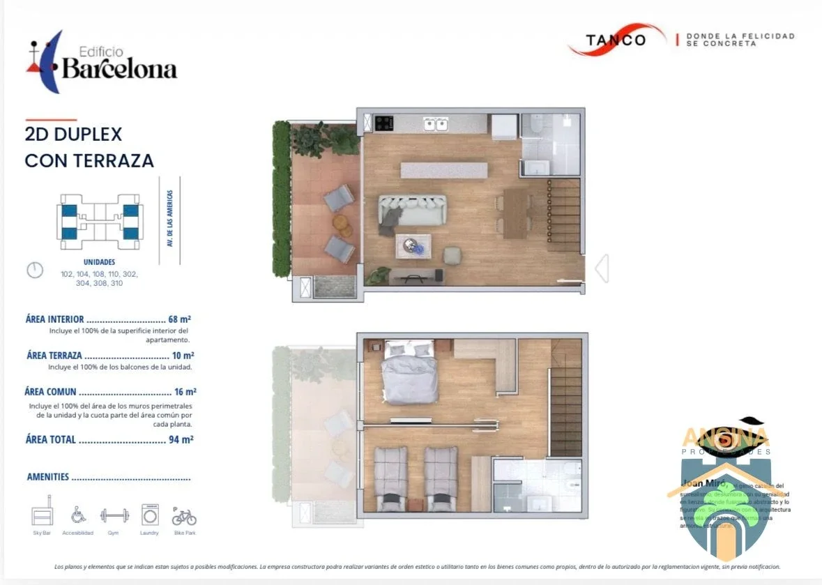 Edificio Barcelona/ 2 dorm 2 baños /  Av de las Americas /Ciudad  de la Costa - Imagen 2