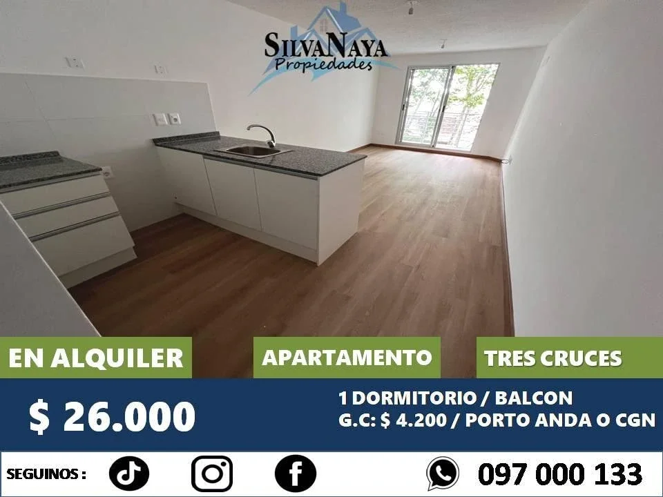 Apartamento en alquiler en Tres Cruces - Imagen 1