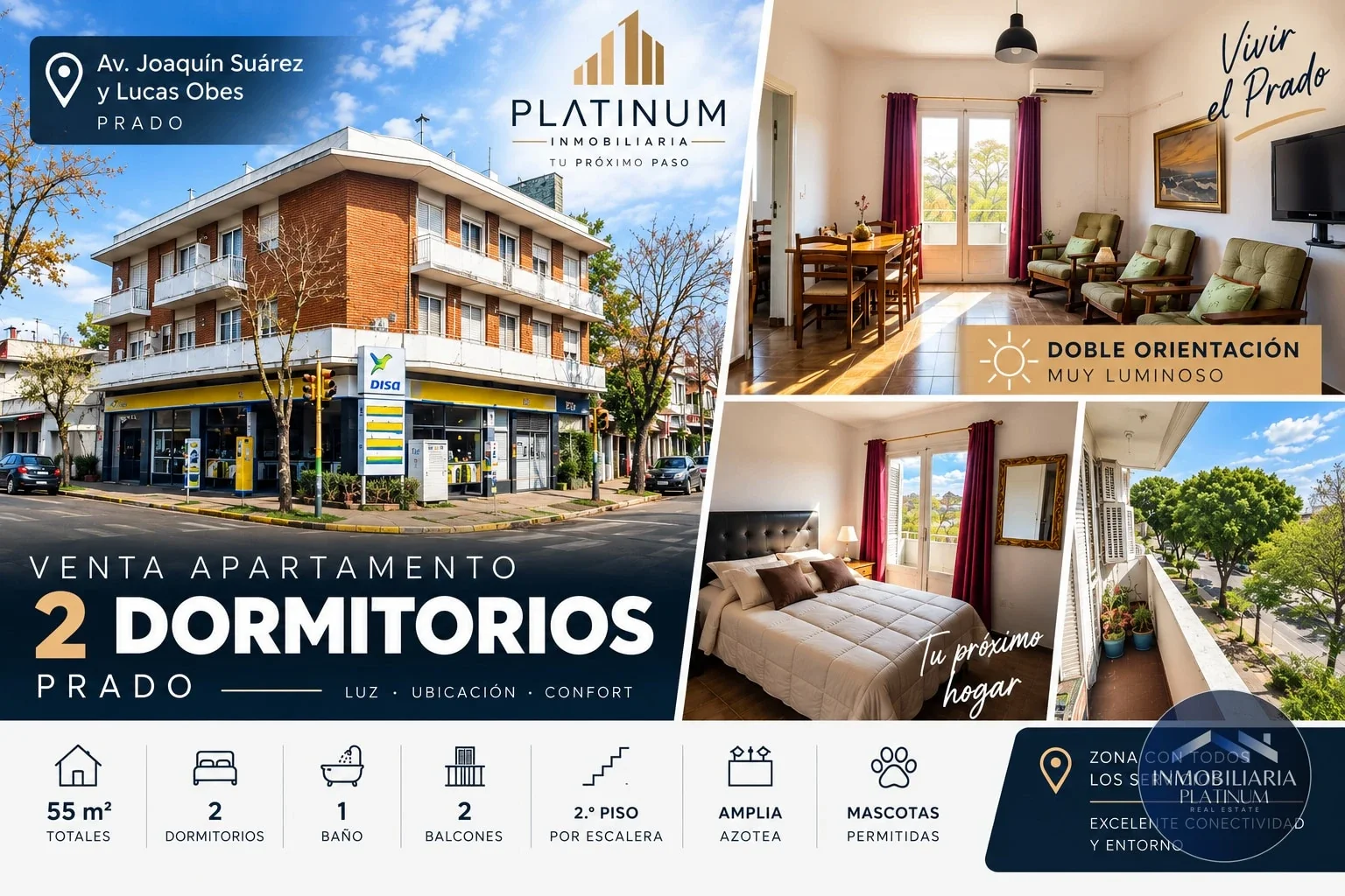 Apartamento 2 Dormitorios en Prado | Esquina, 2 Balcones y Muy Luminoso - Imagen 1