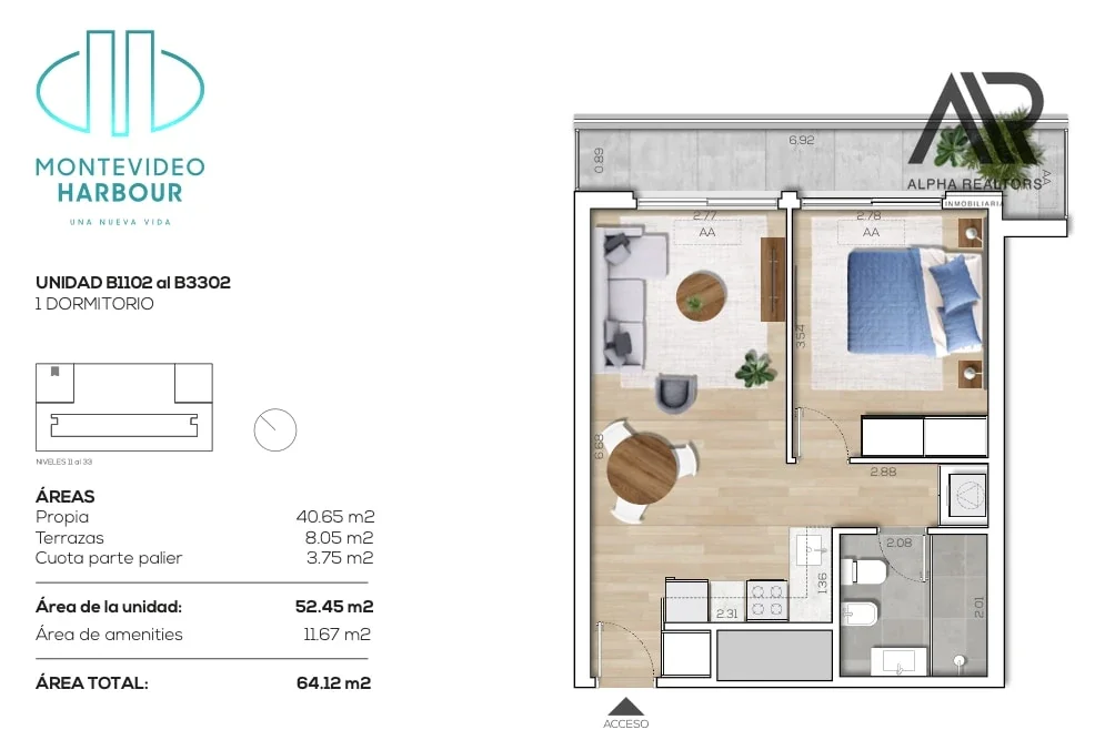Venta Apartamento 1 Dormitorio en Montevideo Harbour - Imagen 2