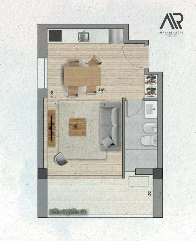 Monoambiente con terraza en Playa Mansa. Entrega: fines 2027 - Imagen 3