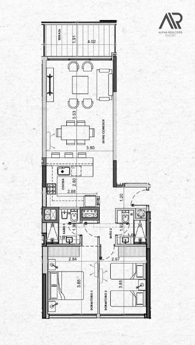 Apartamento de 2 dormitorios con terraza al frente a pasos del mar. Playa Mansa. - Imagen 5