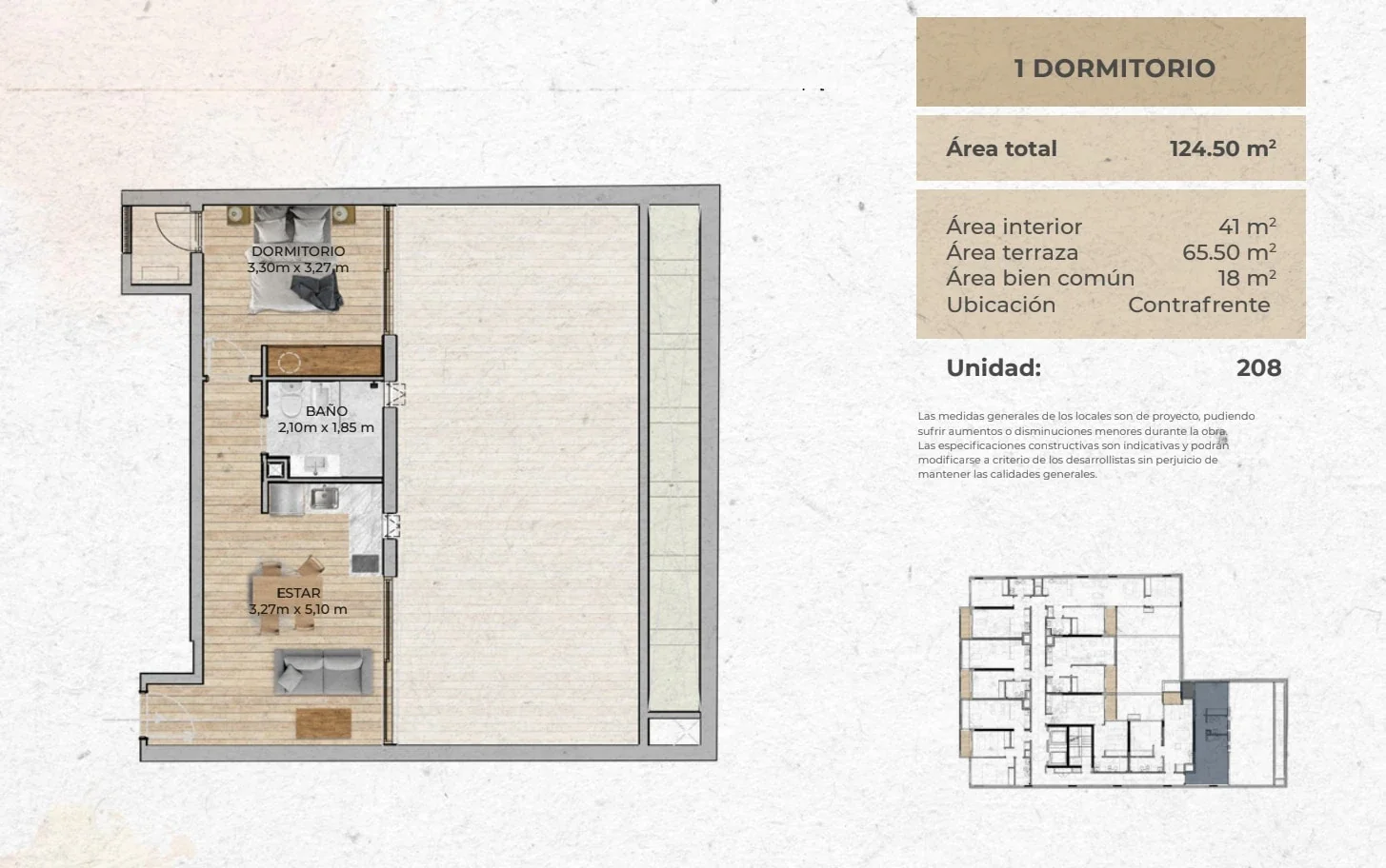 Apartamento 1 dormitorio con patio de 65m2 venta en Centro - Imagen 3