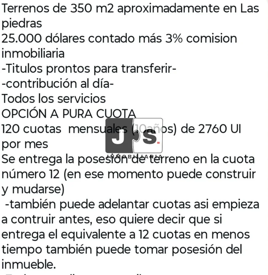 Terreno en venta de 320m2 ubicado en Las Piedras - Imagen 3