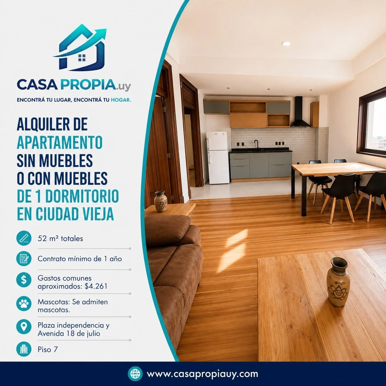 Apartamento en alquiler en Ciudad Vieja Con muebles y sin muebles - Imagen 1