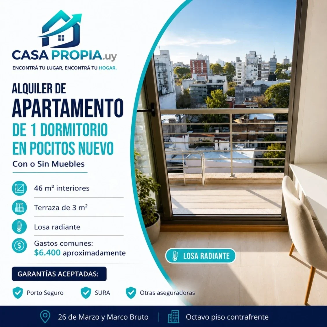 Apartamento en alquiler en Pocitos - Imagen 1