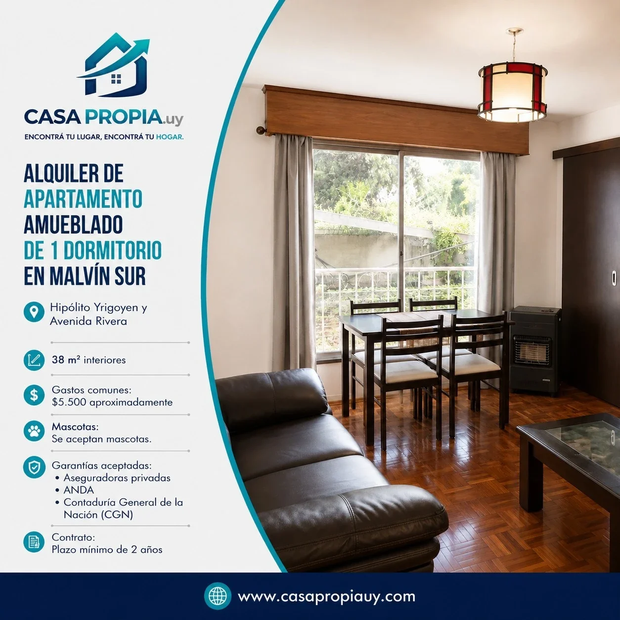 Apartamento en alquiler en Malvin amueblado - Imagen 1