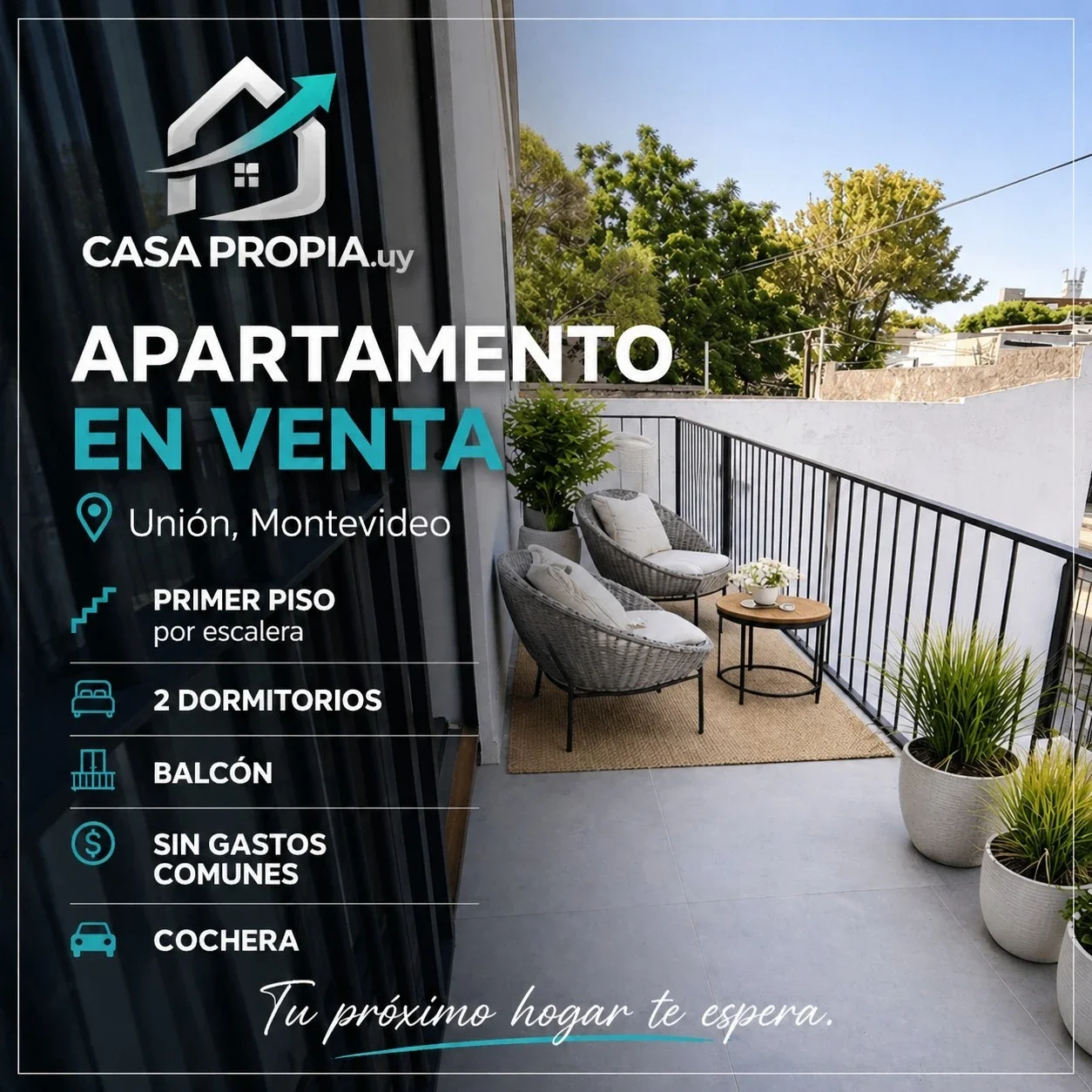 Apartamento en venta en Unión con cochera sin gastos comunes - Imagen 1