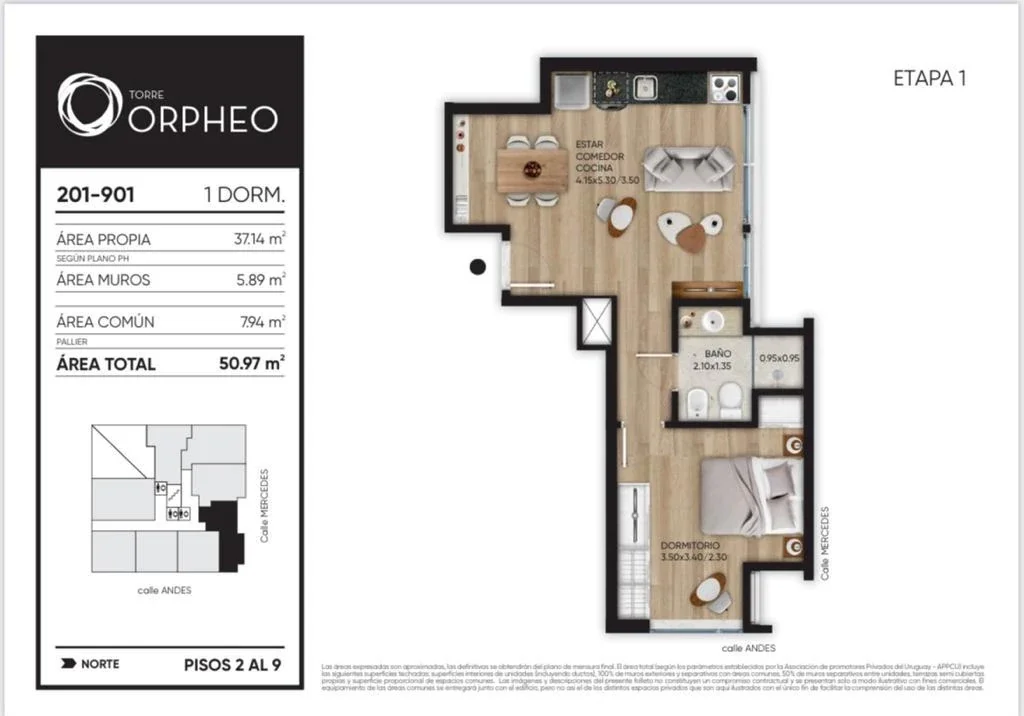 Apartamento de 1 dormitorio - Centro! Andes Y Mercedes - Imagen 3