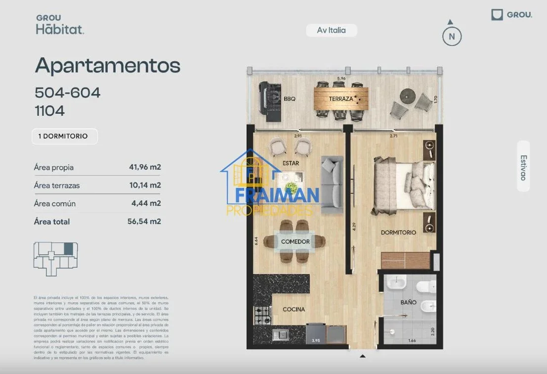 Apartamento 1 Dormitorio en alquiler en Parque Batlle a estrenar - Imagen 3