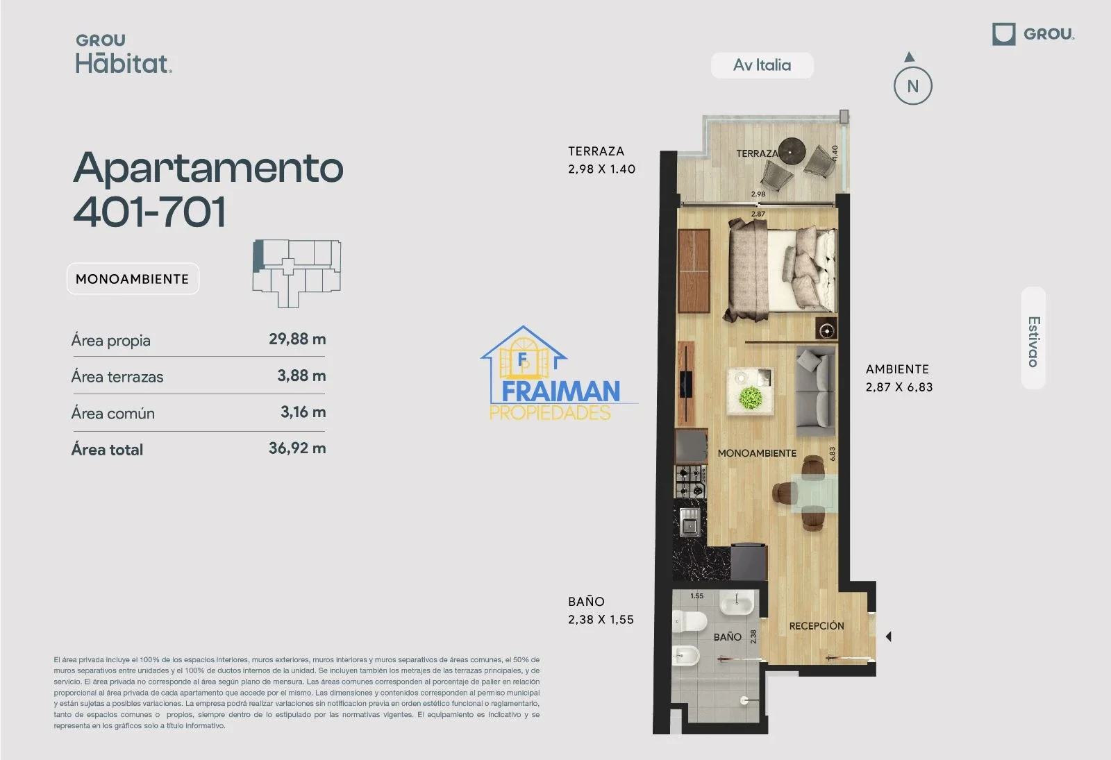 Apartamento Monoambiente en alquiler en Parque Batlle - Imagen 2