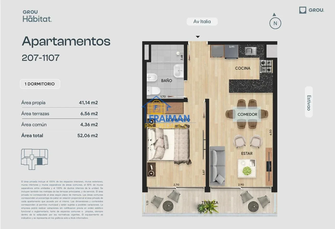 Apartamento 1 Dormitorio en alquiler en Parque Batlle a estrenar - Imagen 4