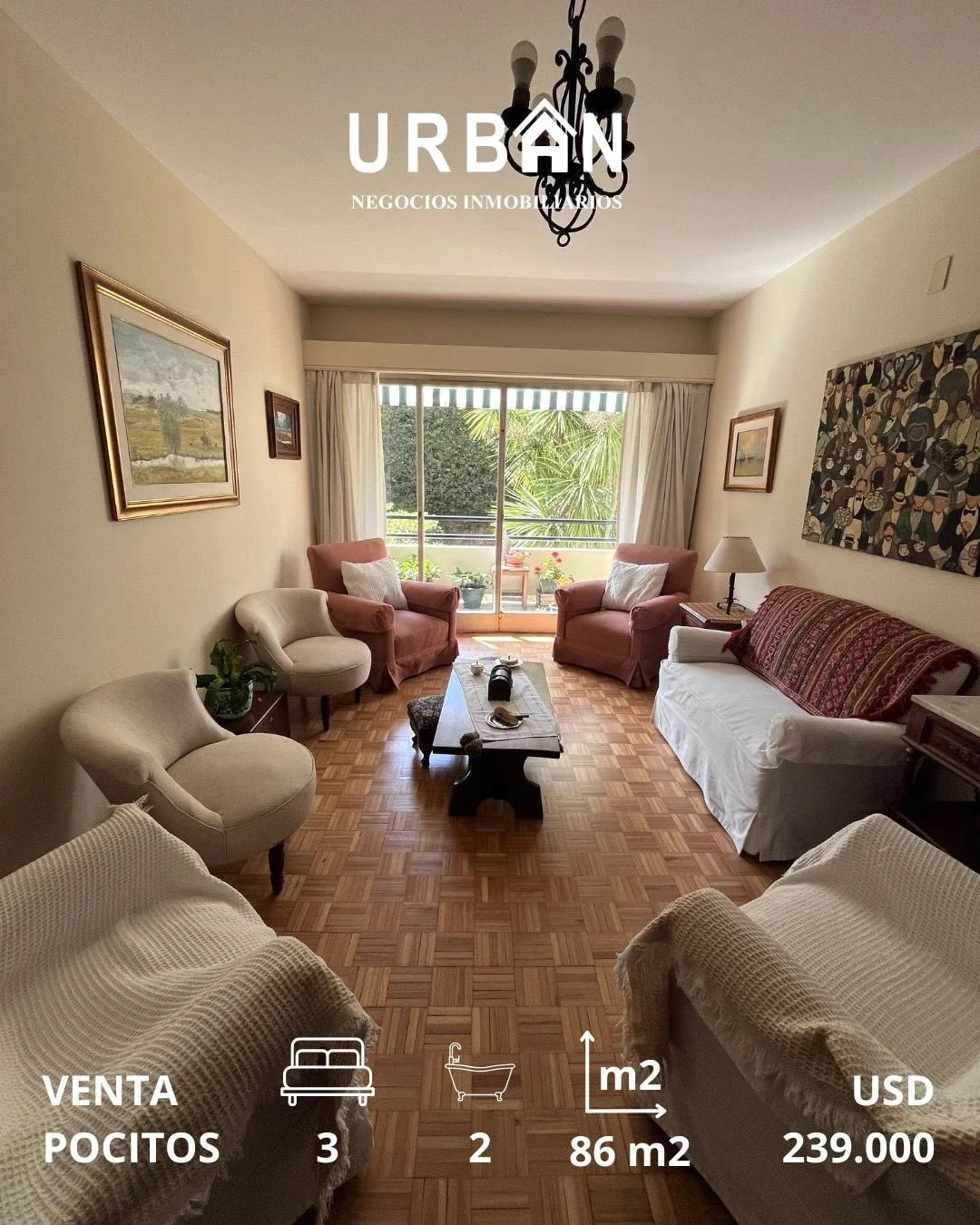 Apartamento en venta en Pocitos 3 dorm 2 baños (1 social) - Imagen 1